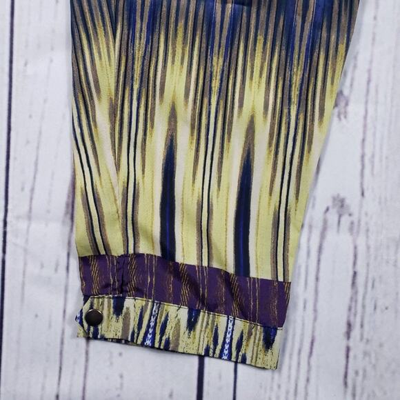 Jaye.e. Multicolor Printed Sheer Button Ankle Pants Women's Size Small - Picture 3 of 12